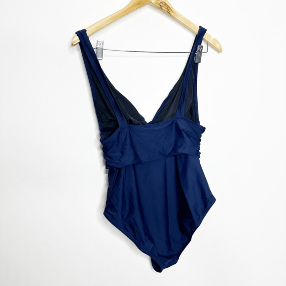 J.CREW Twist Front One Piece Swimsuit NAVY BLUE J2821 women's 10 - Picture 5 of 10